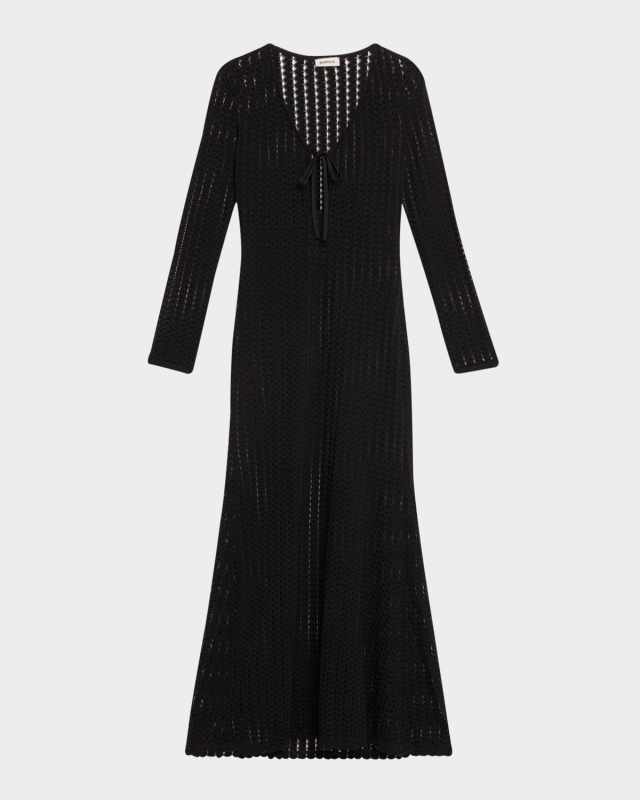 Elton Open-Knit Keyhole Maxi Dress